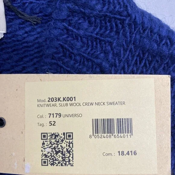 Brooksfield Men’s Slub Wool Crew Neck Knit Sweater – Navy, Size M - Picture 12 of 12